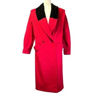 Vintage Coat Size XL Ashley Scott Red Black Velvet